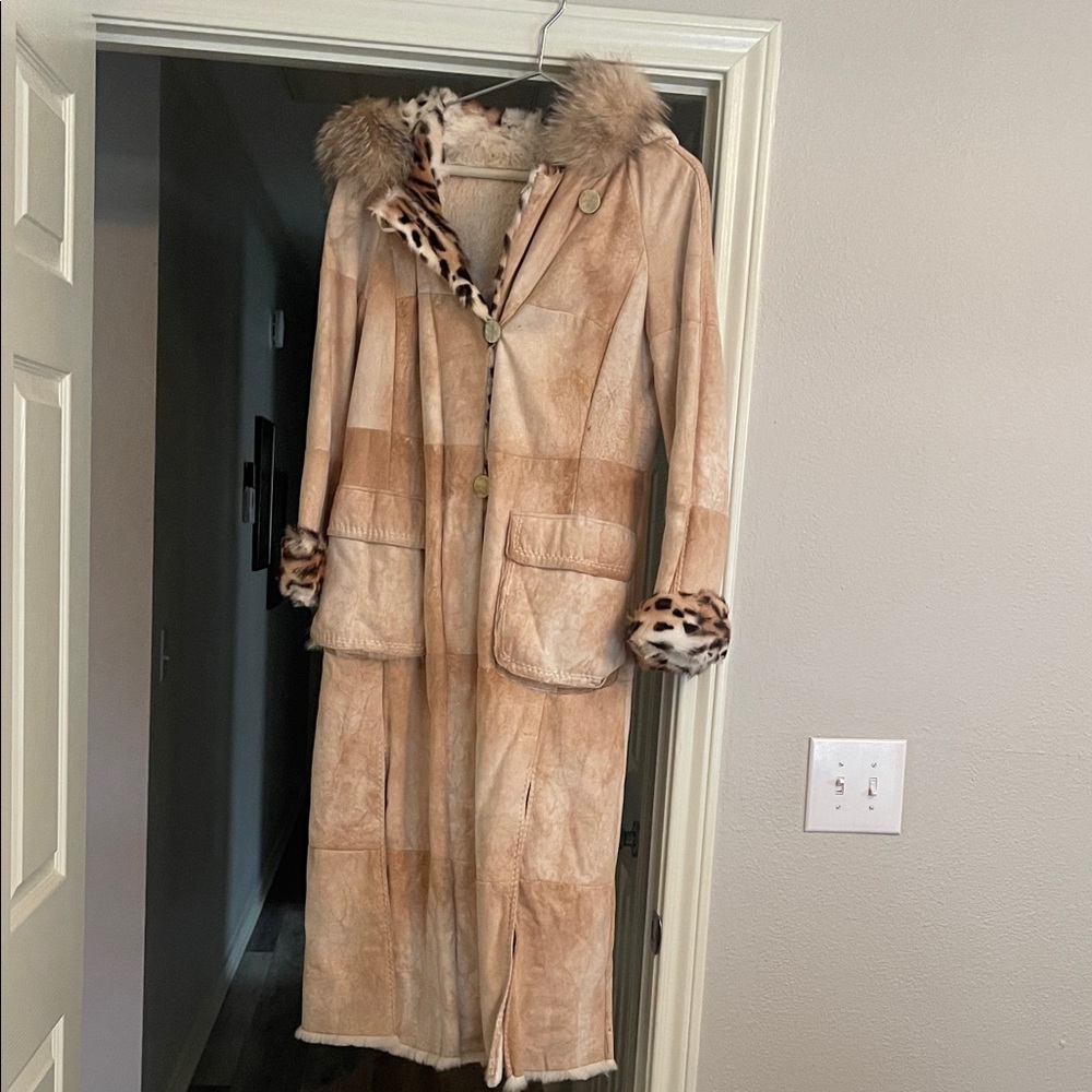MONA LISA Tan Teddy Jacket with Fur Trim